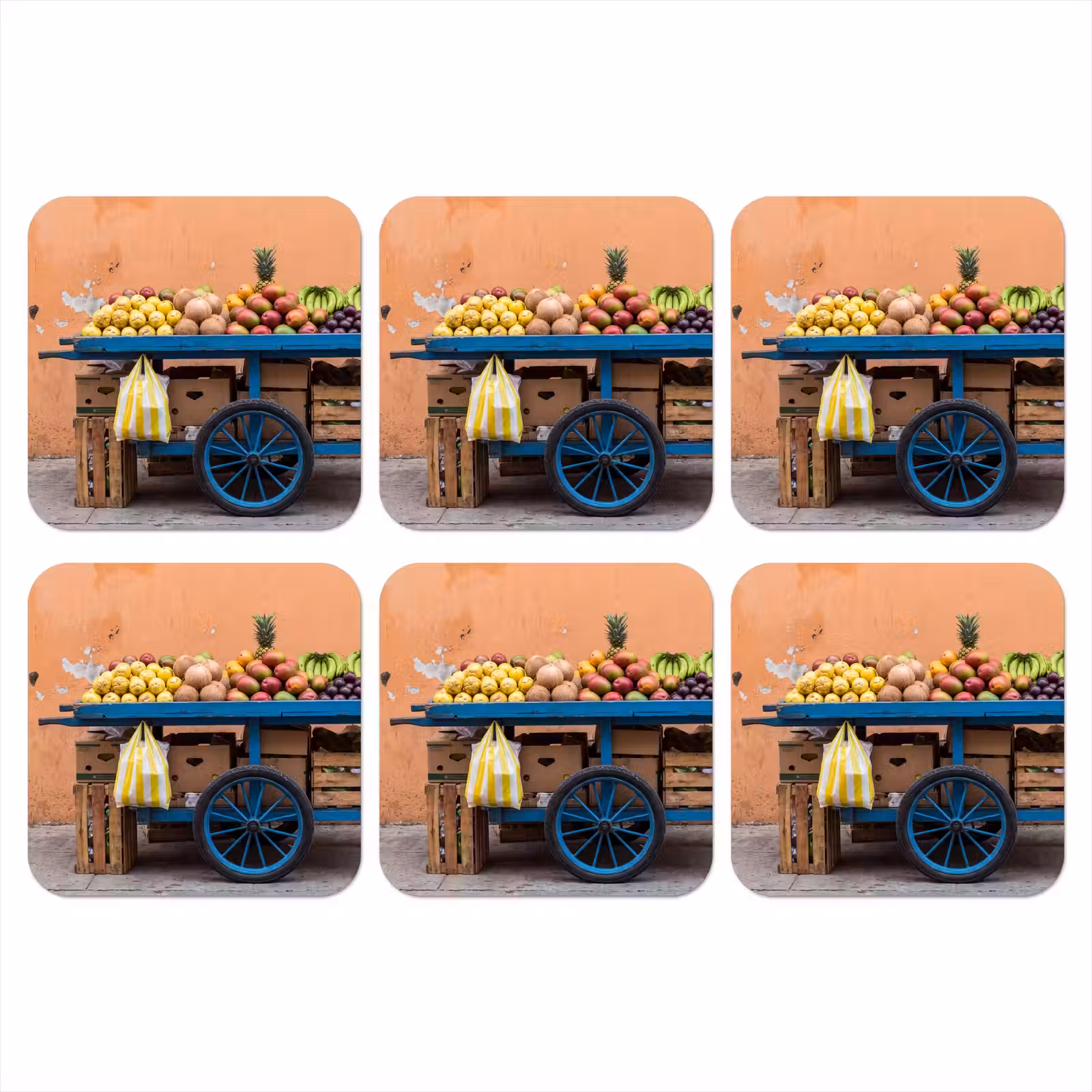Onderzetter - Fruit - Kar - Straat — 1
