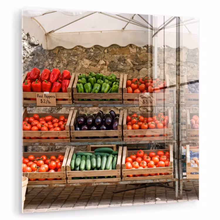 Glas schilderij - Eten - Markt - Vers — 1