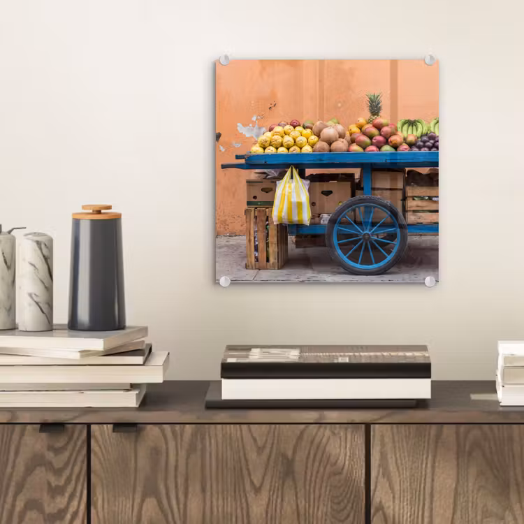 Glas schilderij - Fruit - Kar - Straat — 2