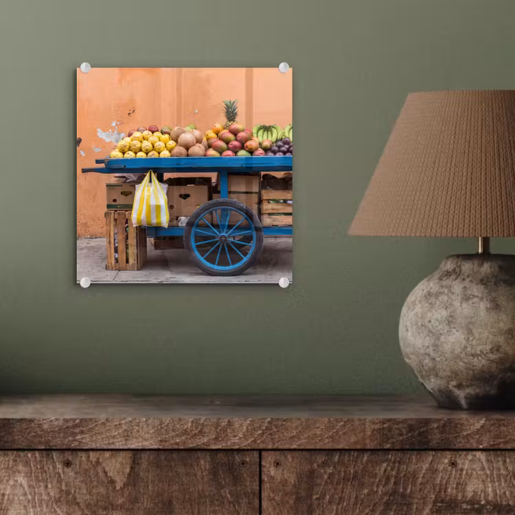 Glas schilderij - Fruit - Kar - Straat — 4