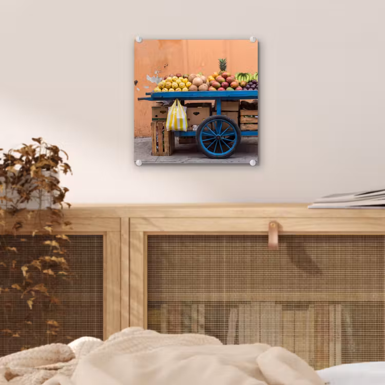 Glas schilderij - Fruit - Kar - Straat — 5