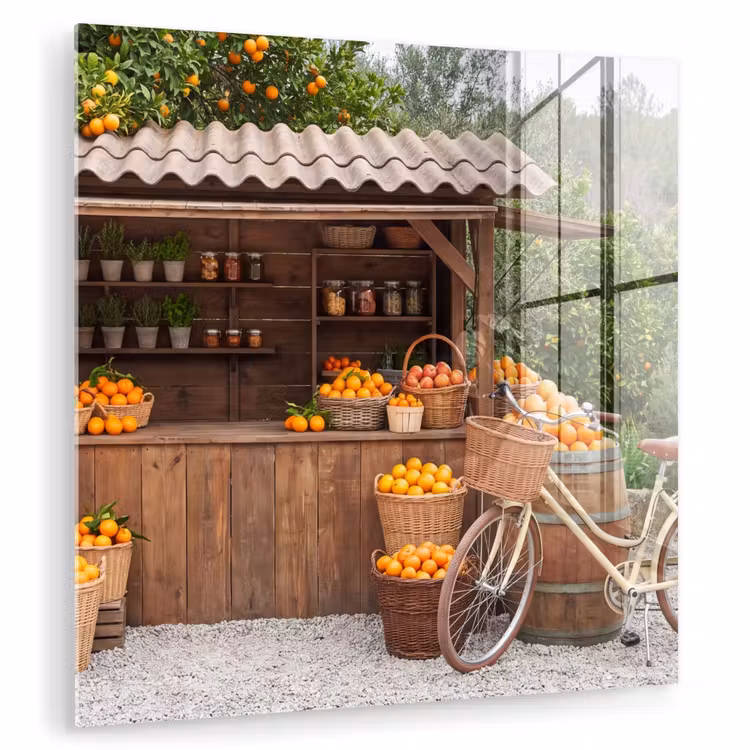 Glas schilderij - Fruit - Markt - Landelijk — 1