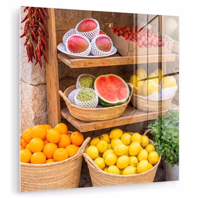 Glas schilderij - Fruit - Markt - Vers — 1