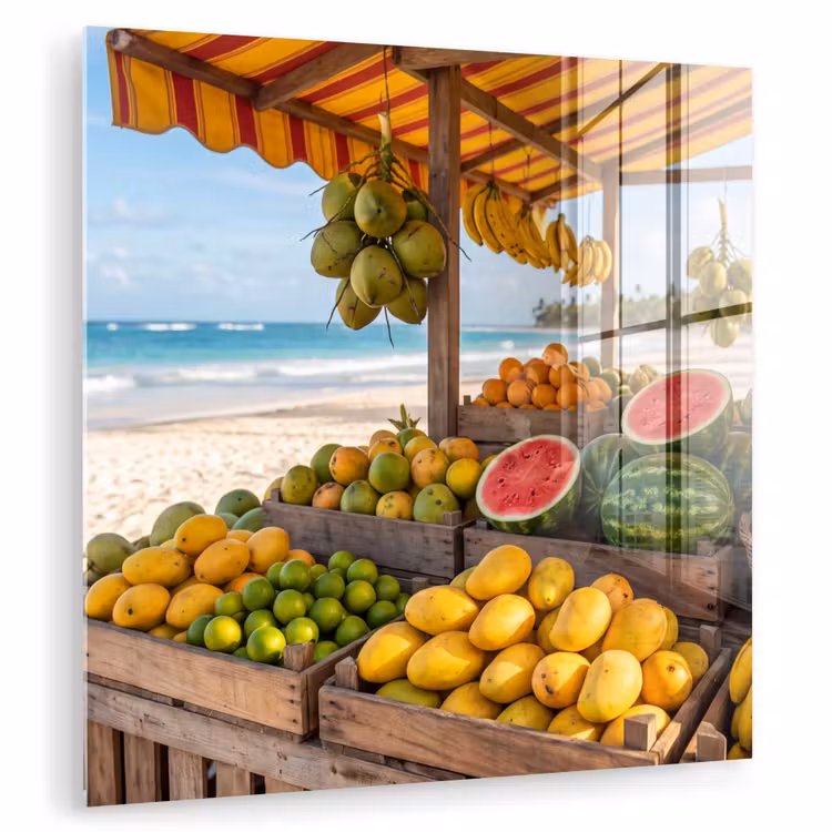 Glas schilderij - Fruit - Strand - Tropisch — 1