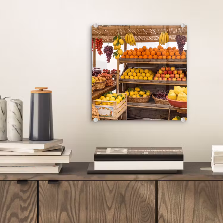 Glas schilderij - Marktkraam - Fruit - Vers — 2