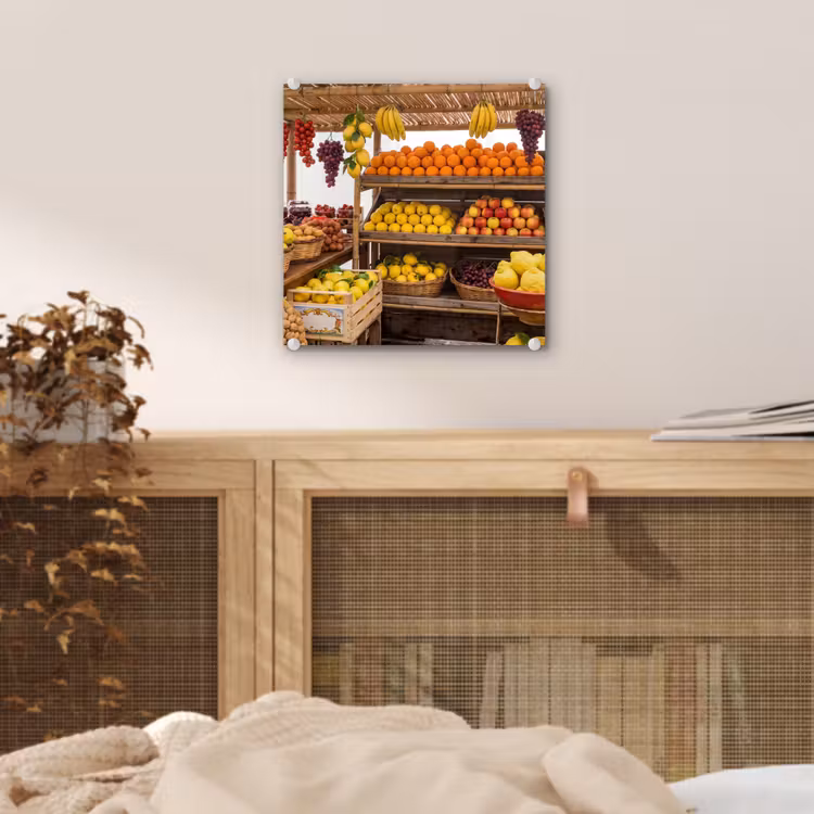 Glas schilderij - Marktkraam - Fruit - Vers — 5