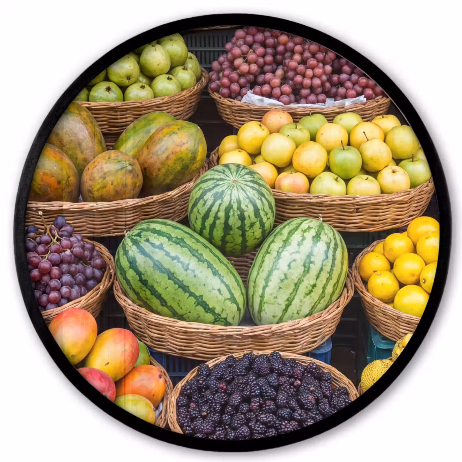 Ronde fotolijst - Fruit - Markt - Kleurrijk — 1
