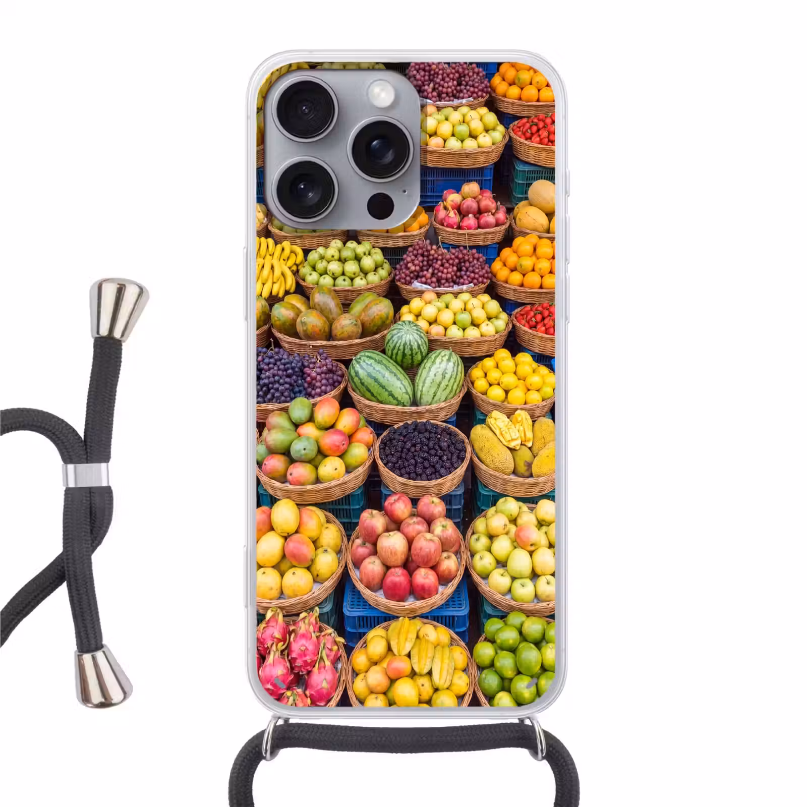 Telefoonhoesje met koord - Fruit - Markt - Kleurrijk — 1