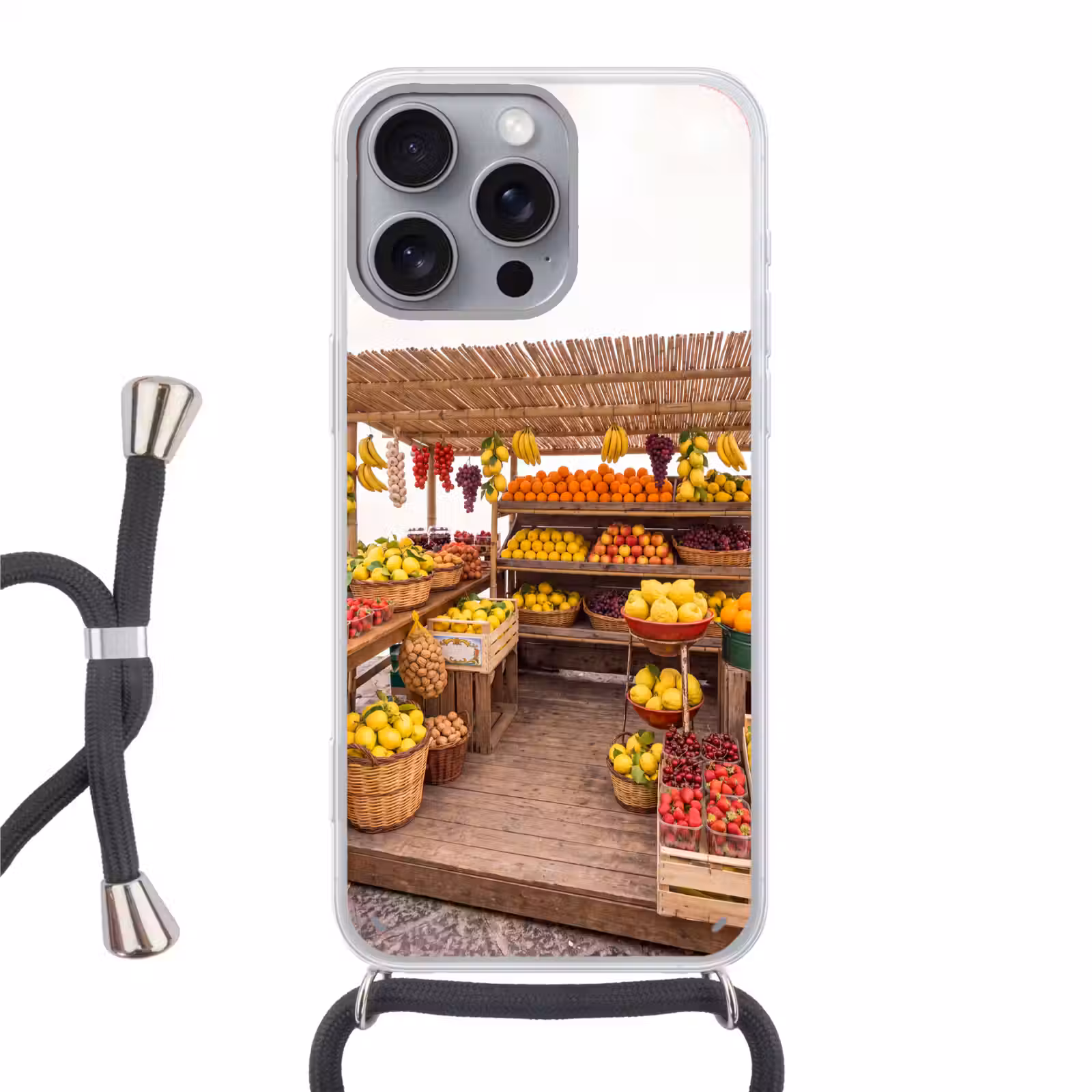 Telefoonhoesje met koord - Marktkraam - Fruit - Vers — 1
