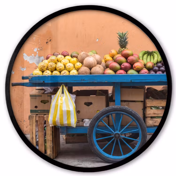 Ronde fotolijst - Fruit - Kar - Straat — 1