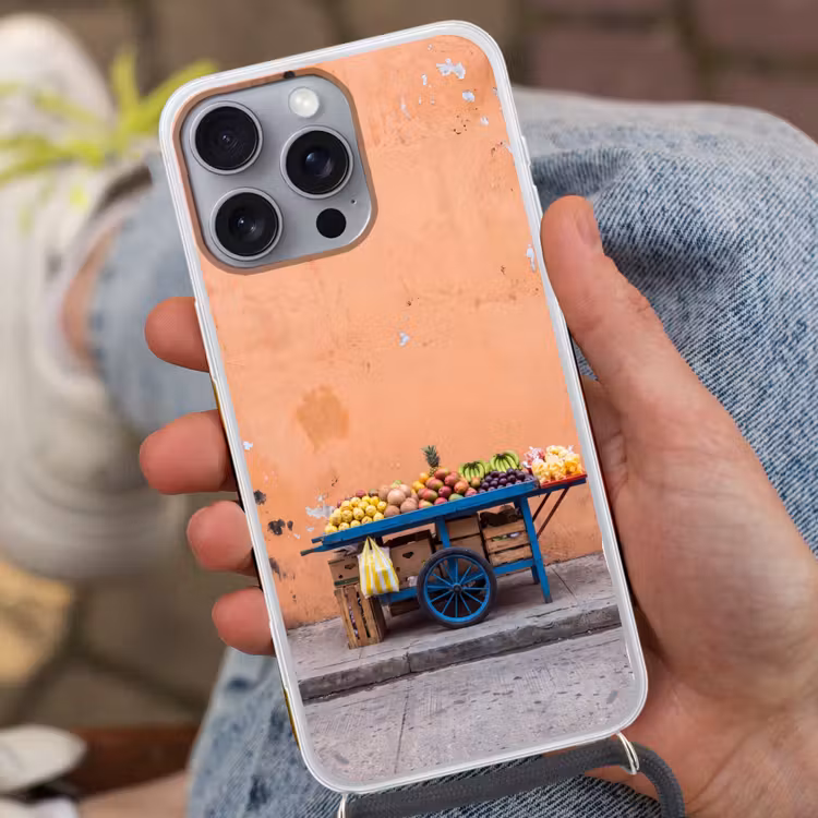 Telefoonhoesje met koord - Fruit - Kar - Straat — 2