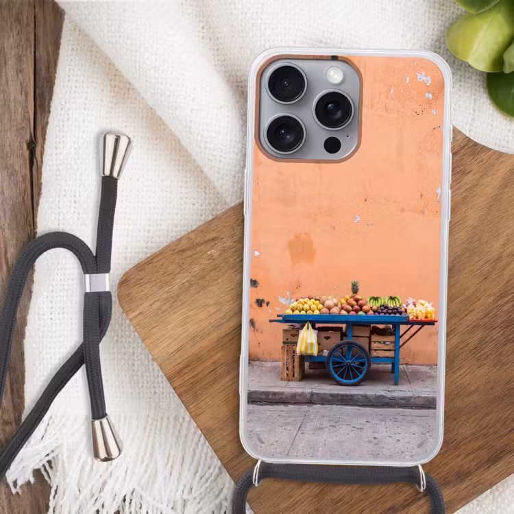 Telefoonhoesje met koord - Fruit - Kar - Straat — 3