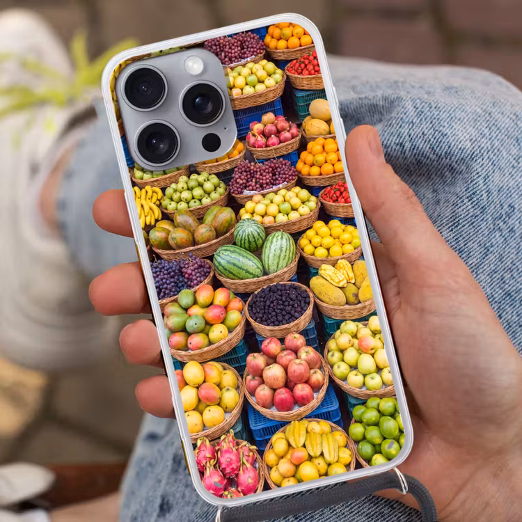 Telefoonhoesje met koord - Fruit - Markt - Kleurrijk — 2