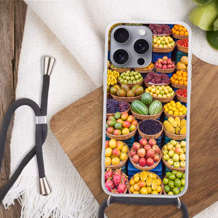 Telefoonhoesje met koord - Fruit - Markt - Kleurrijk — 3