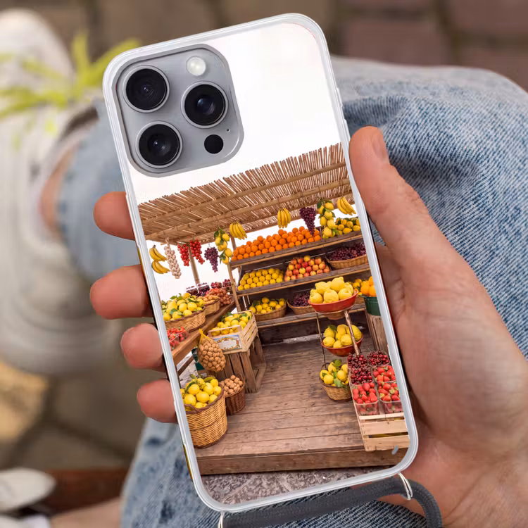 Telefoonhoesje met koord - Marktkraam - Fruit - Vers — 2