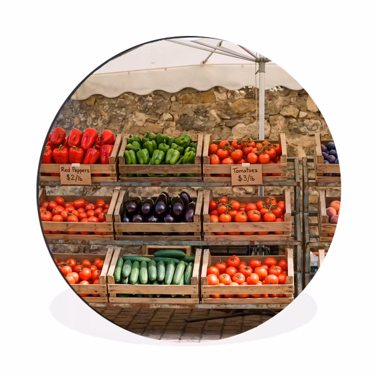 Wandcirkel - Aluminium - Eten - Markt - Vers — 1