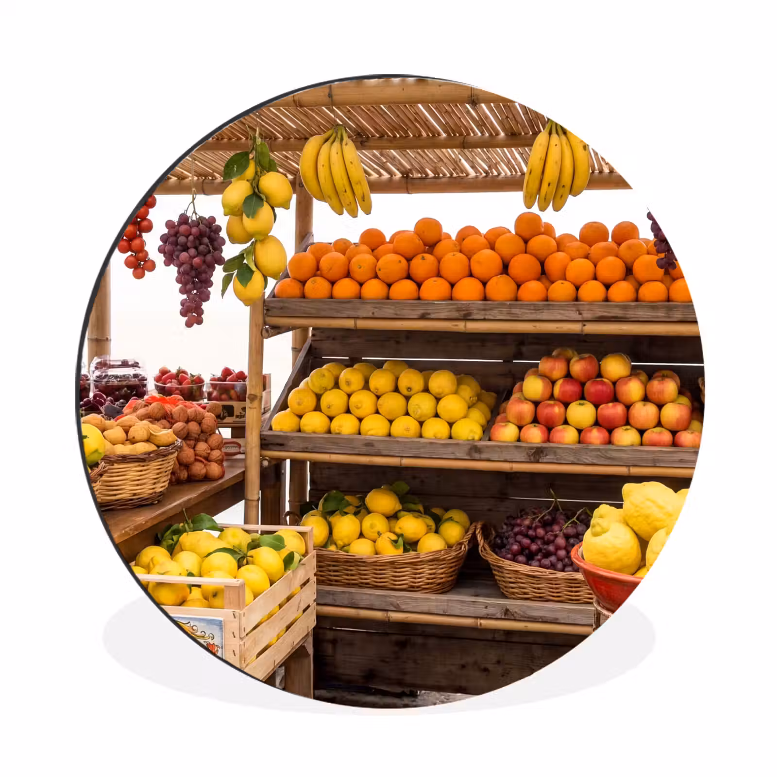 Wandcirkel - Aluminium - Marktkraam - Fruit - Vers — 1
