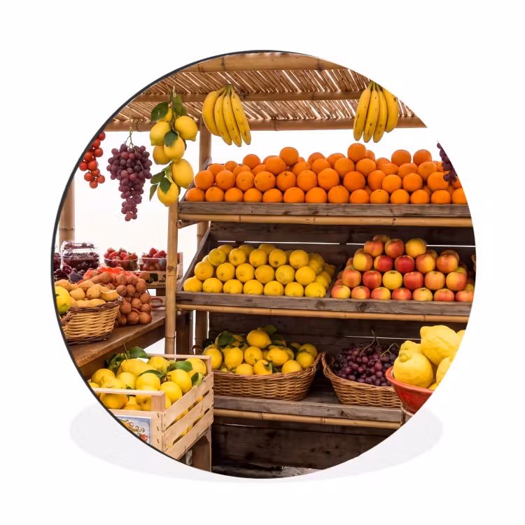 Wandcirkel - Aluminium - Marktkraam - Fruit - Vers — 1