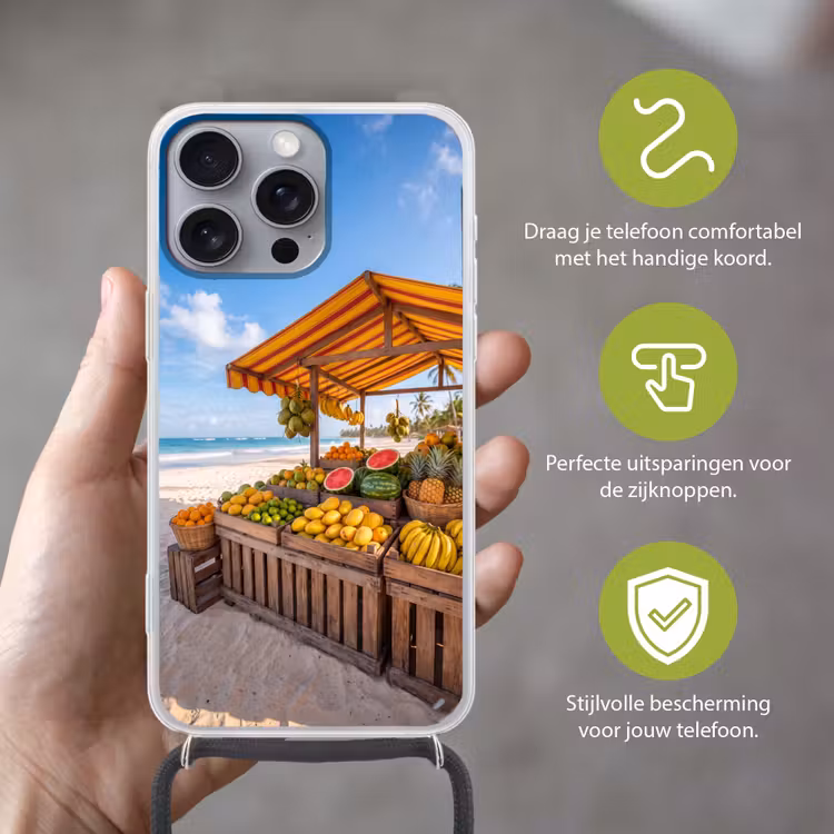 Telefoonhoesje met koord - Fruit - Strand - Tropisch — 4