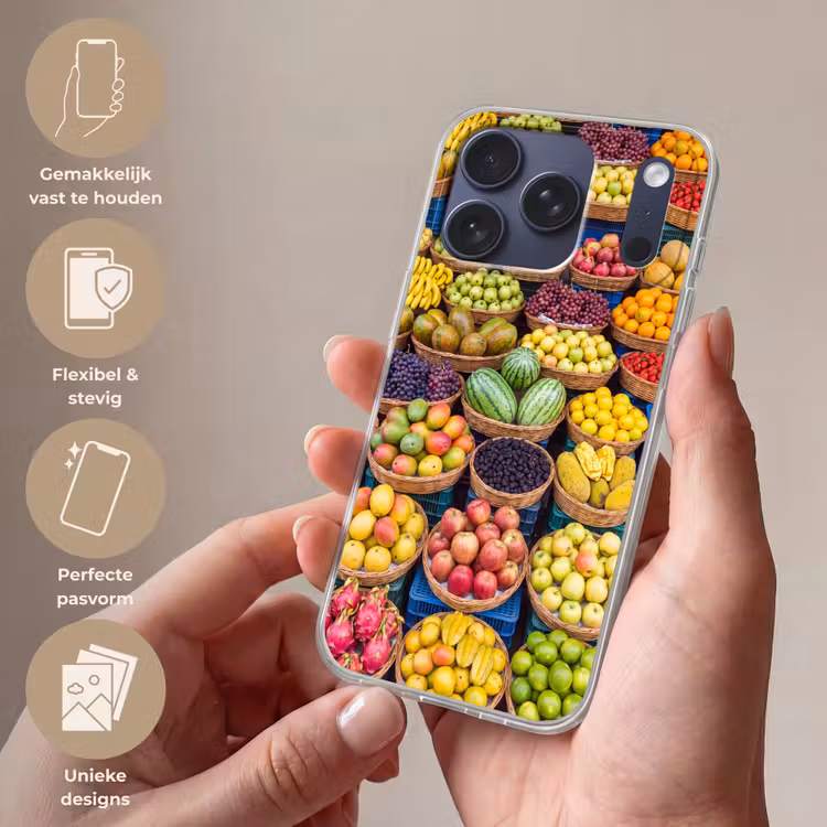 Telefoonhoesje Softcase - Fruit - Markt - Kleurrijk — 4