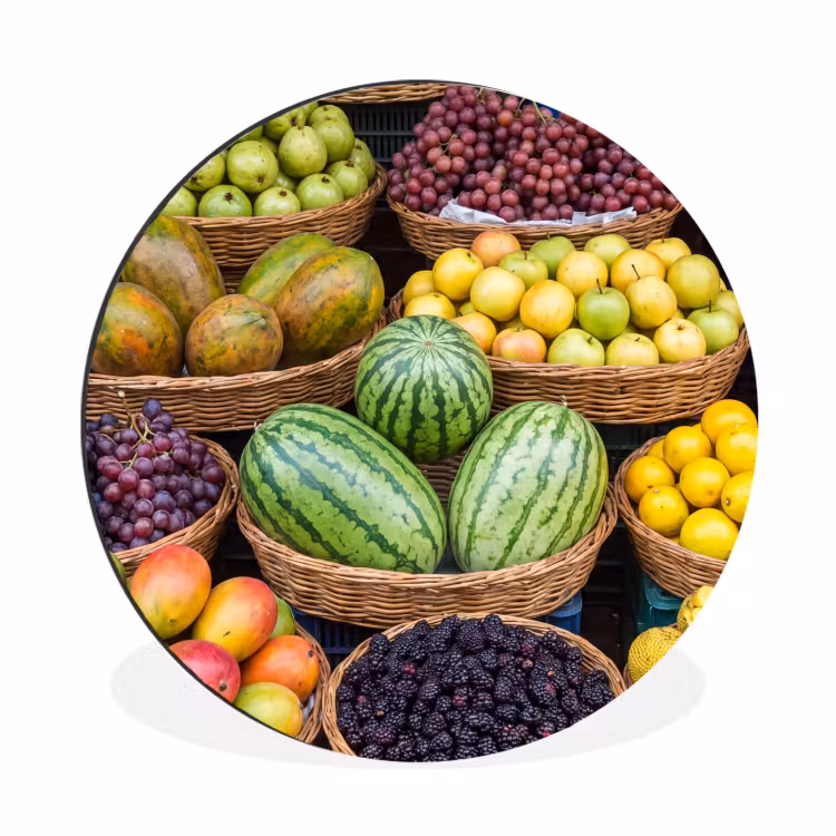 Wandcirkel - Aluminium - Fruit - Markt - Kleurrijk — 1