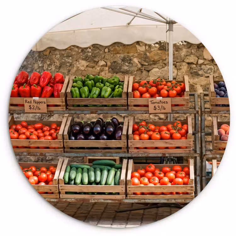 Wandcirkel - Glas - Eten - Markt - Vers — 1