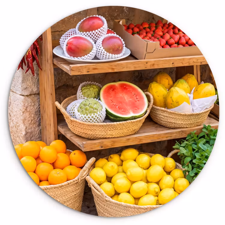 Wandcirkel - Glas - Fruit - Markt - Vers — 1