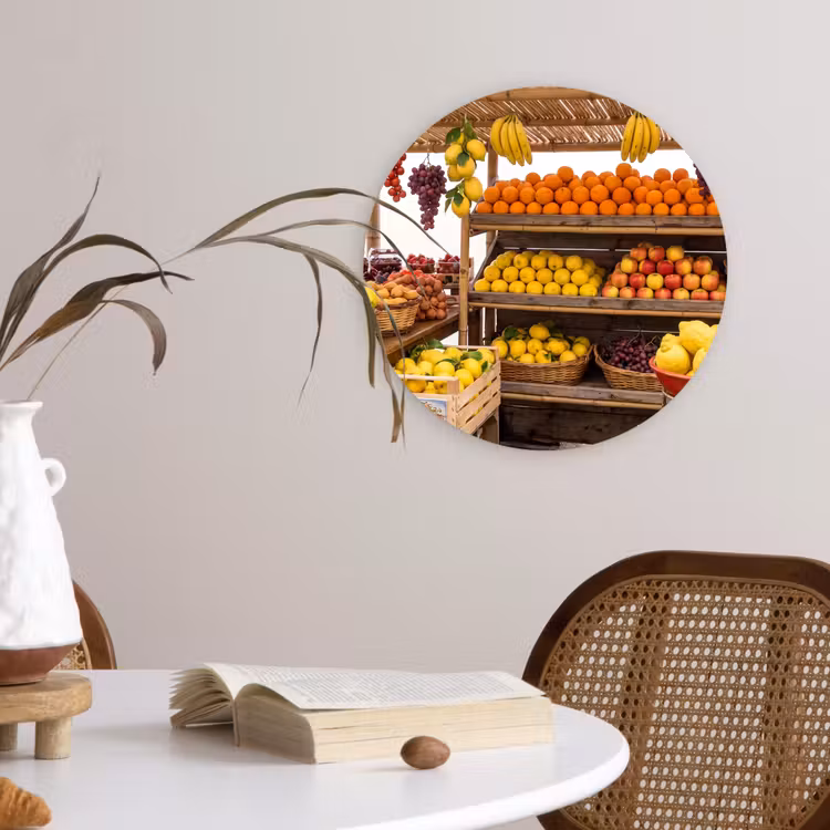 Wandcirkel - Glas - Marktkraam - Fruit - Vers — 4