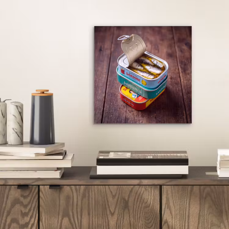 Aluminium schilderij - Vis - Blikjes - Keuken — 2
