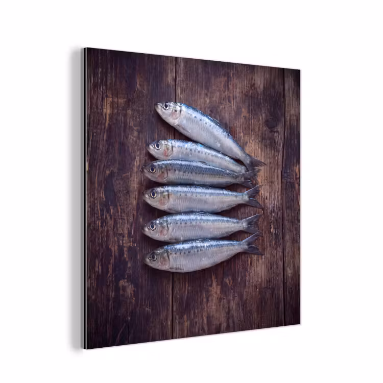 Aluminium schilderij - Vis - Hout - Eten — 1