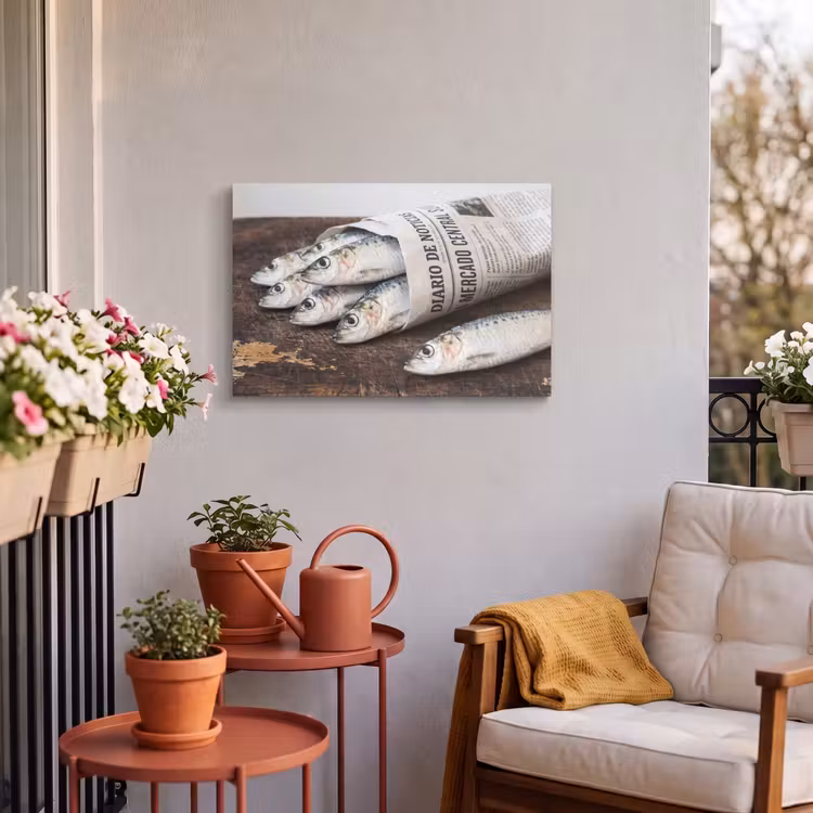 Buiten canvas - Sardientje - krant - snijplank — 3