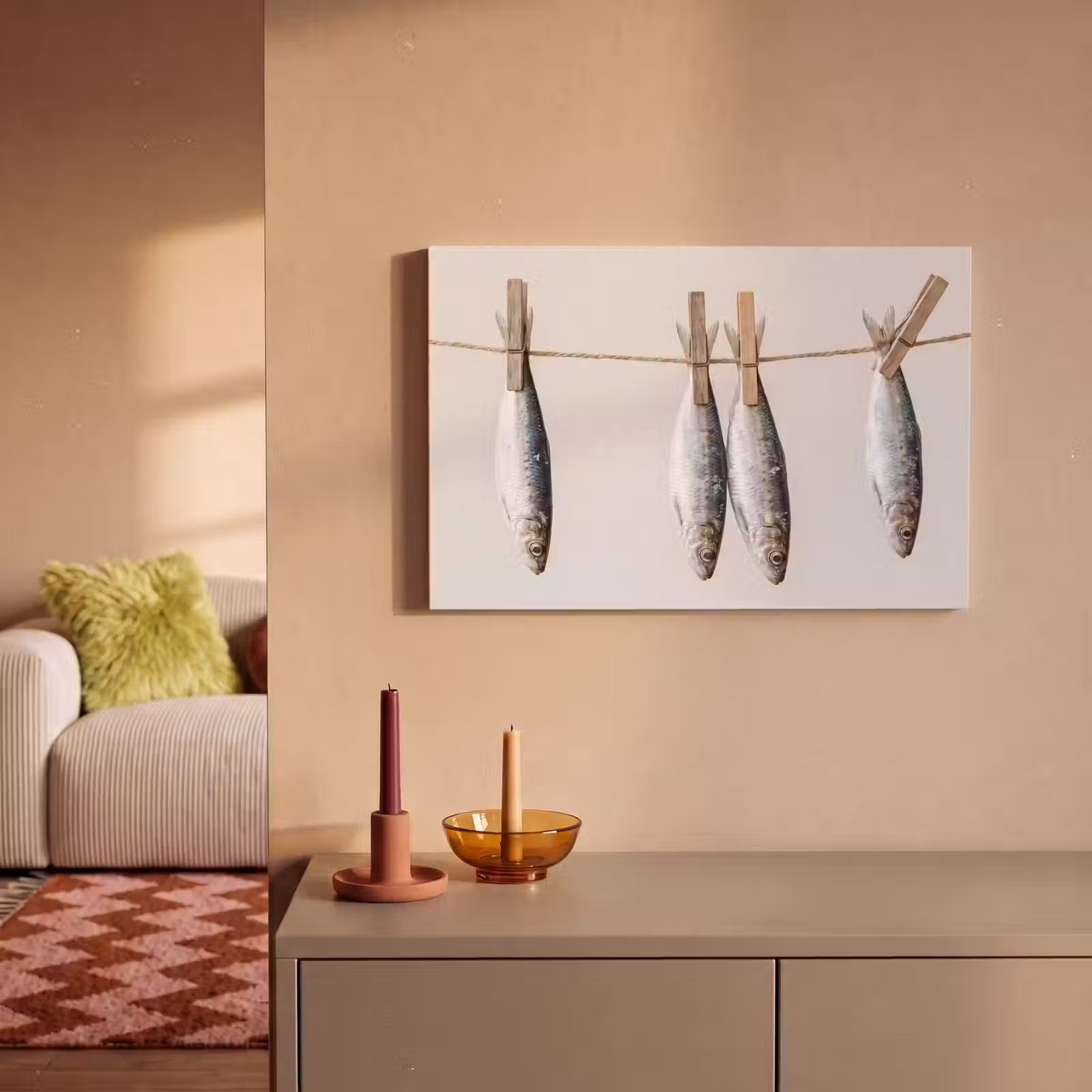 Canvas schilderij - Vis - Hangend - Eten — 1
