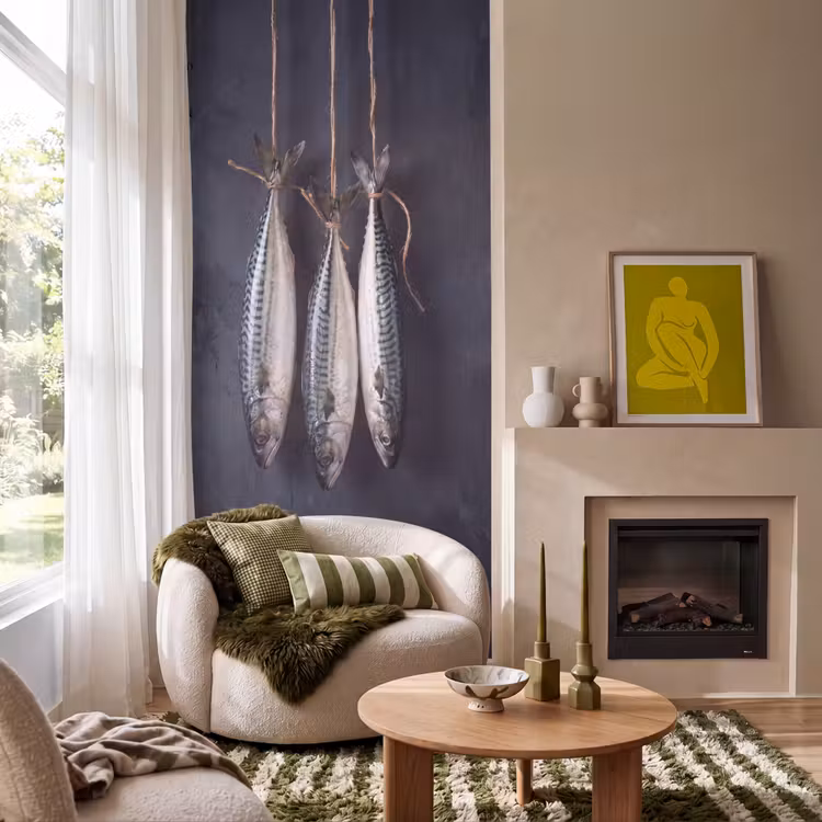 Behang - Drie vissen - Touw — 1
