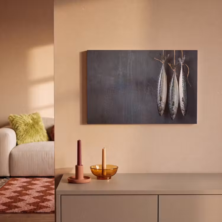 Canvas schilderij - Drie vissen - Touw — 1