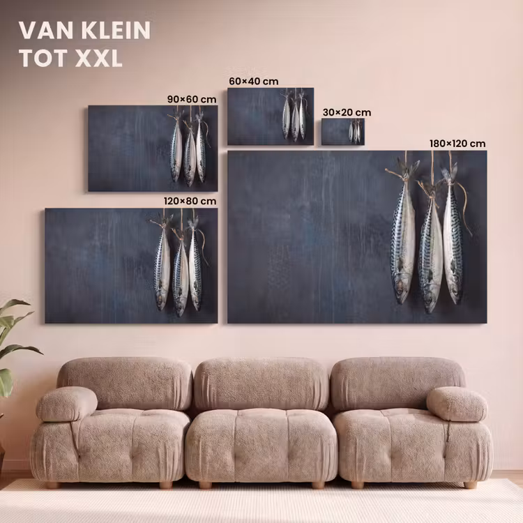 Canvas schilderij - Drie vissen - Touw — 7