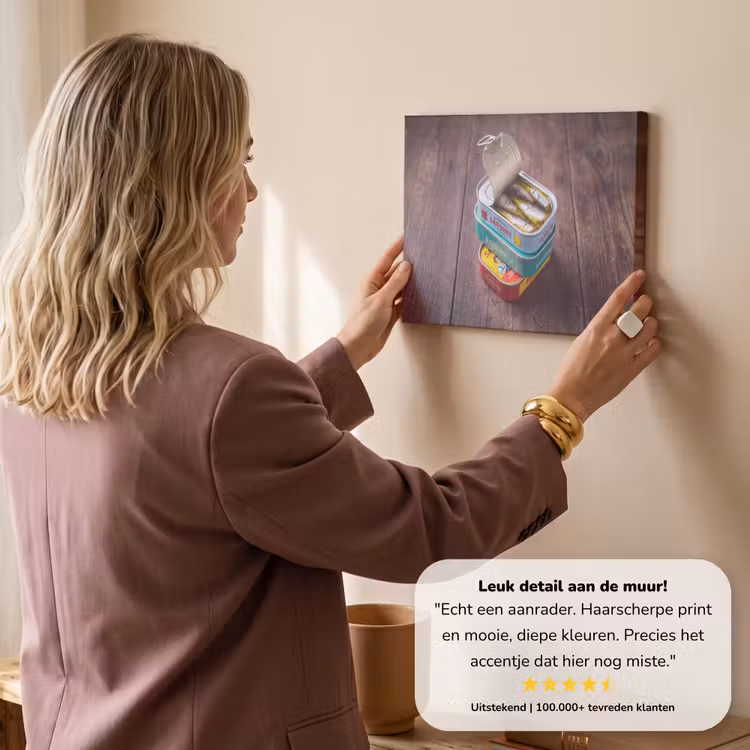Canvas schilderij - Vis - Blikjes - Keuken — 2