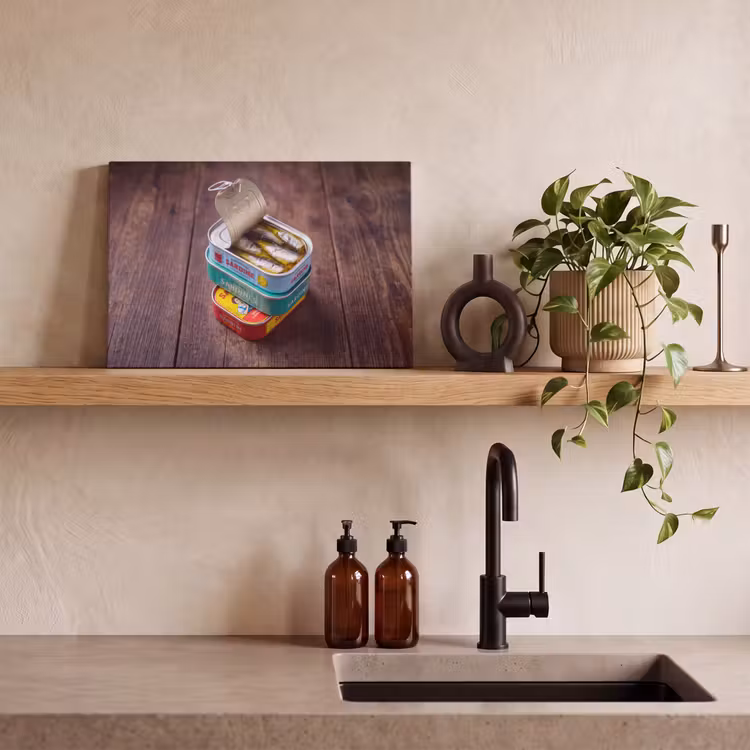 Canvas schilderij - Vis - Blikjes - Keuken — 3