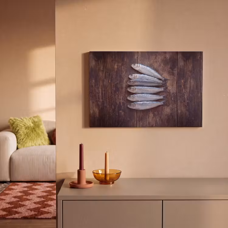 Canvas schilderij - Vis - Hout - Eten — 1