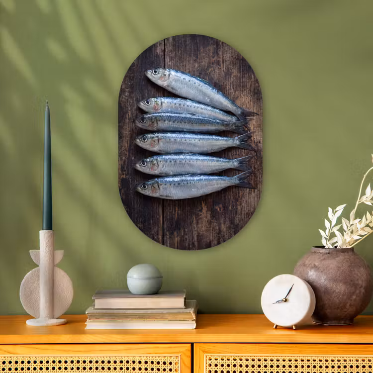 Muurovaal - Kunststof - Vis - Hout - Eten — 1