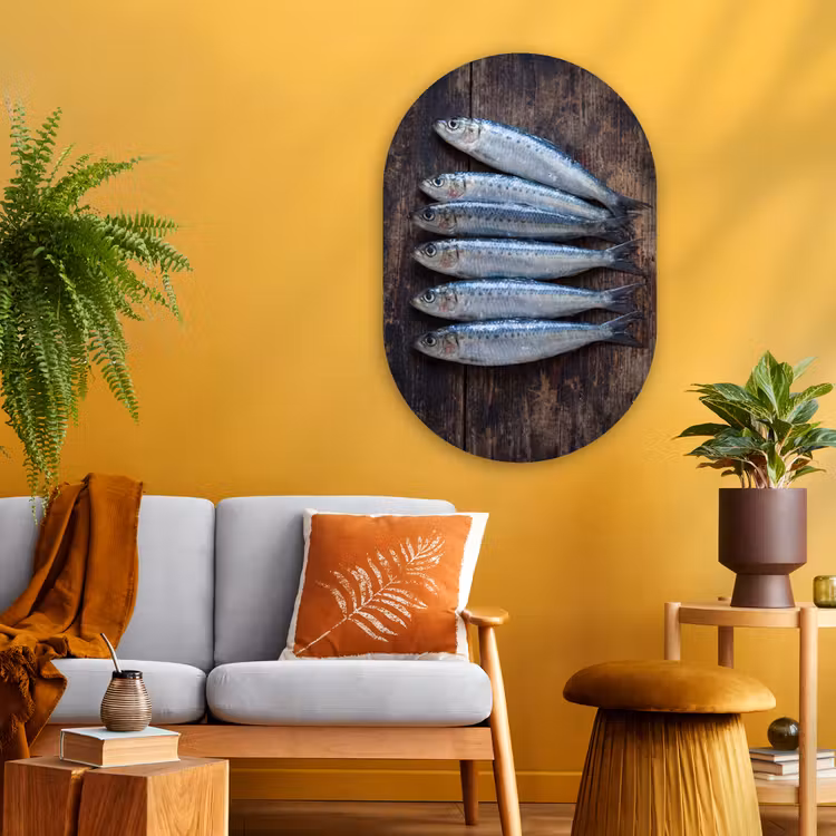Muurovaal - Glas - Vis - Hout - Eten — 3