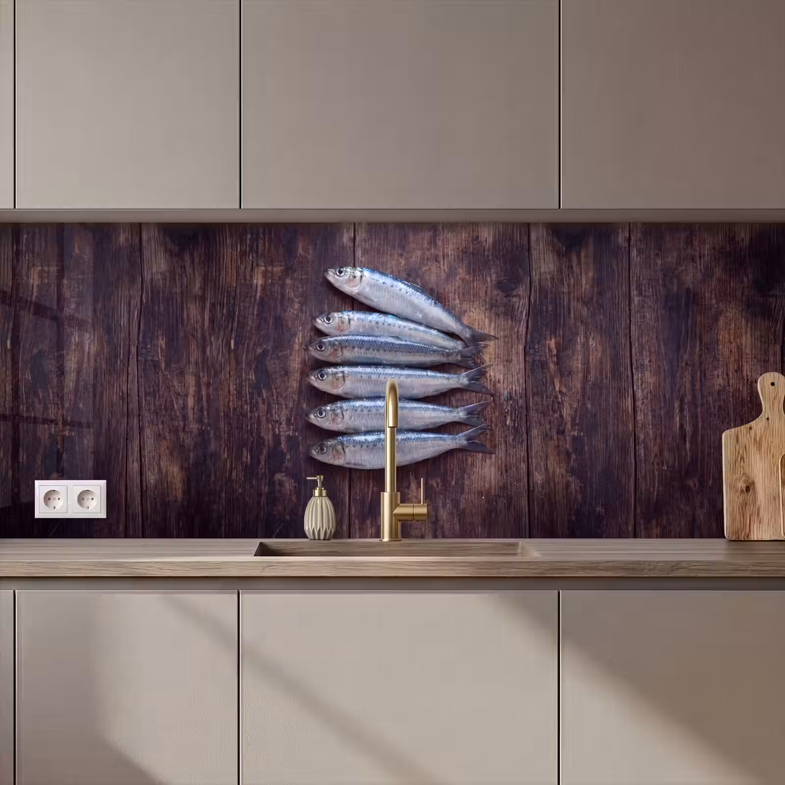 Keuken achterwand - Vis - Hout - Eten — 1