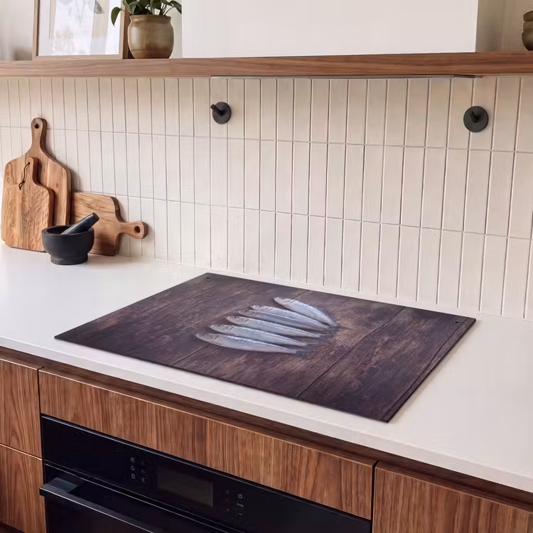 Inductie beschermer en spatscherm (2in1) - Vis - Hout - Eten — 3