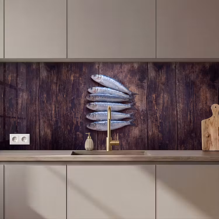 Keuken achterwand - Vis - Hout - Eten — 1