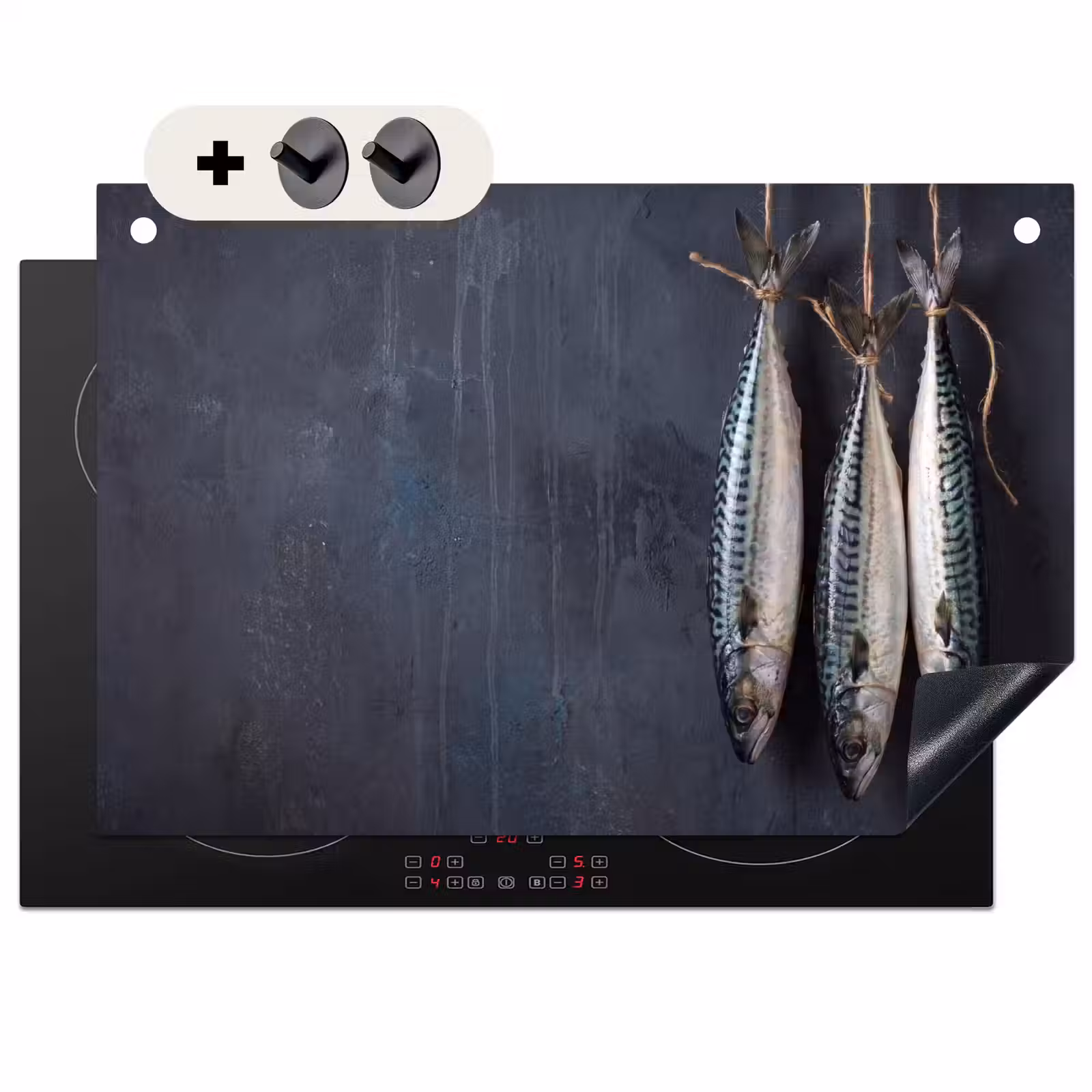 Inductie beschermer en spatscherm (2in1) - Drie vissen - Touw — 1