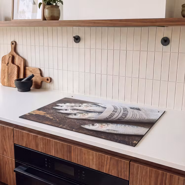 Inductie beschermer en spatscherm (2in1) - Sardientje - krant - snijplank — 3