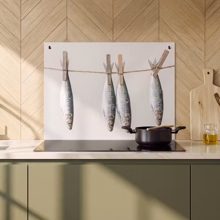 Inductie beschermer en spatscherm (2in1) - Vis - Hangend - Eten — 2