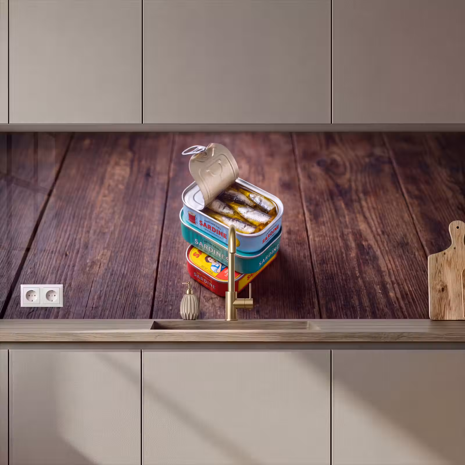 Keuken achterwand - Vis - Blikjes - Keuken — 1