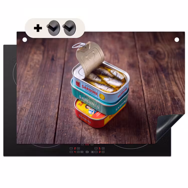 Inductie beschermer en spatscherm (2in1) - Vis - Blikjes - Keuken — 1