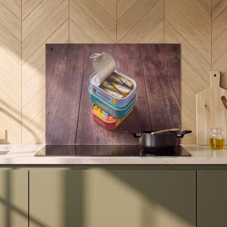 Inductie beschermer en spatscherm (2in1) - Vis - Blikjes - Keuken — 2