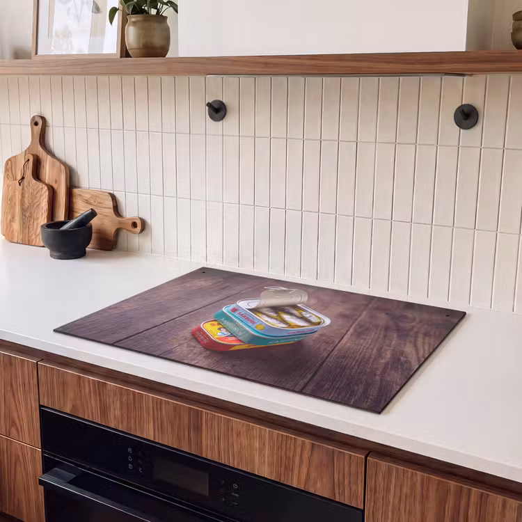 Inductie beschermer en spatscherm (2in1) - Vis - Blikjes - Keuken — 3